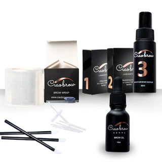 Brow lamination starter kit by Ciaobrow - complete professional treatment set with lifting cream, neutraliser, nourishing cream, oil and tools for 20-25 treatments