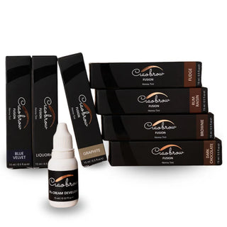 FUSION hybrid tint and developer by Ciaobrow - professional henna brow and lash tint with 9 vibrant shades