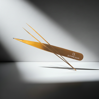 Extra Sharp Pointed Tweezer - Professional Gold Brow & Lash Tool