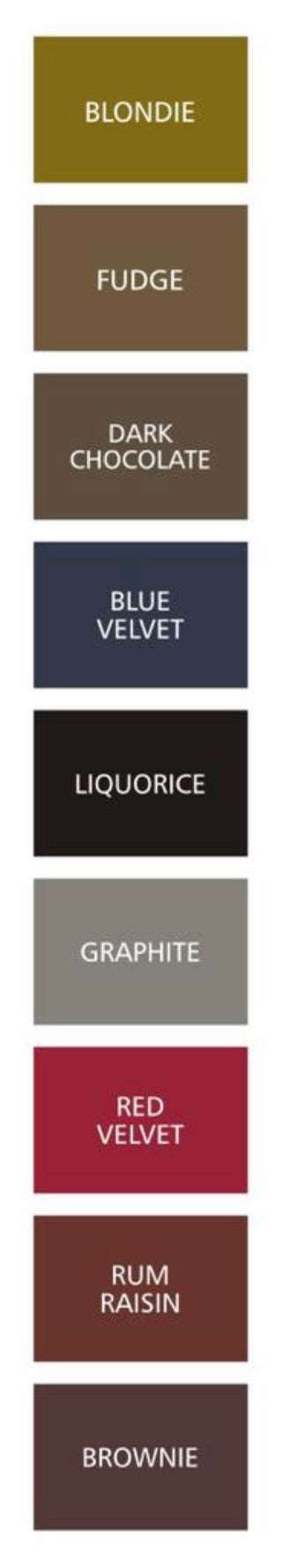 Ciaobrow Fusion hybrid tint colour swatches. 9 professional shades for brow and lash tinting