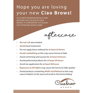 Brow Henna Ciaobrow 75 Aftercare Leaflets